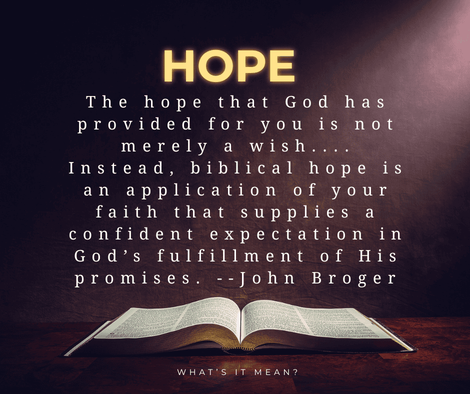 Inspirational quote about hope rooted in God's promises, faith, and biblical assurance.